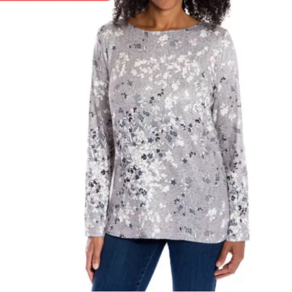 Mario Serrani ladies long sleeves soft pattern gray blouse size large